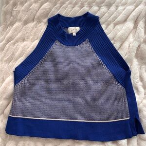 Wilfred Royal Blue and Cream Knit Top Sz medium